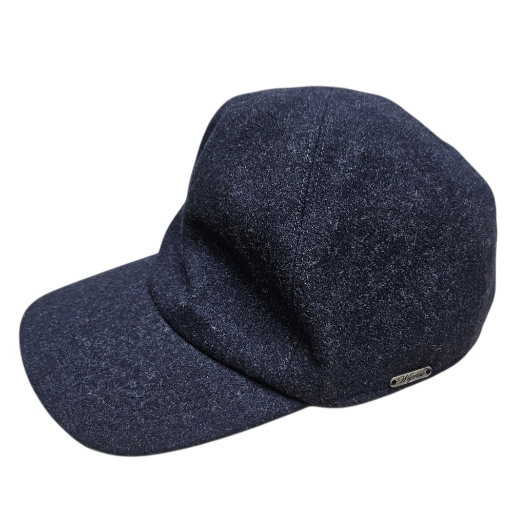 Wigens Baseball Cap Mens 7 1/8 Navy Blue Wool Earflaps Melton Swedish Designer‎